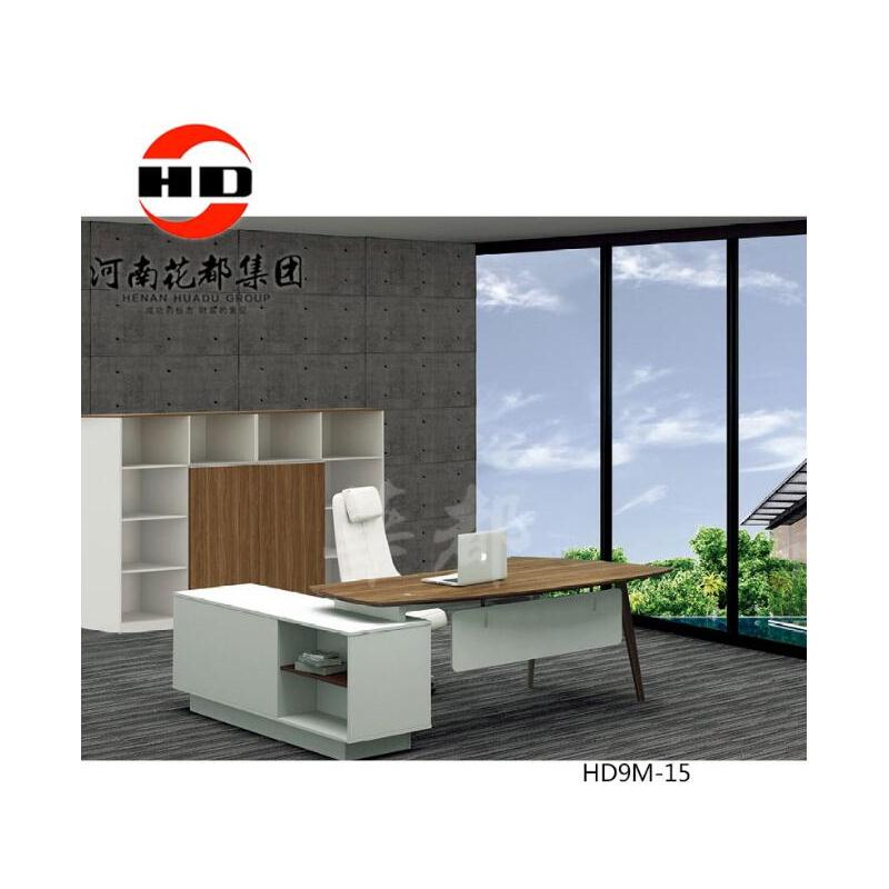华都 HD9M-15 简式班台 基材选用优质环保板材 饰面采用防火板贴面 2000*1600*750mm 棕色