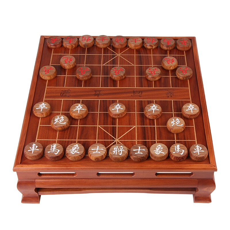 双元 BX001 象棋套装 花梨木 象棋子15*48mm 棋桌48*53*14cm