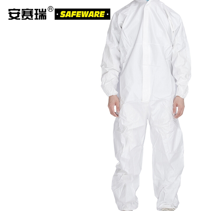 安赛瑞 39989 安赛瑞 防化服 39989 透气型一次性无纺布连体带帽防护服 连体带帽防护服 透气型 XXL 5件/包 （计价单位：包)