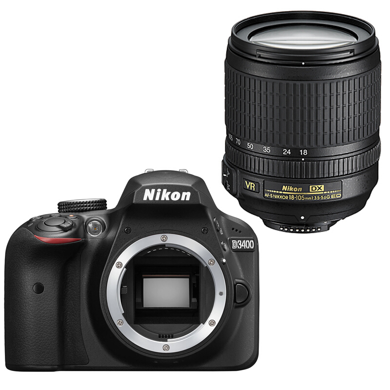 尼康 D3400/18-55mm 镜头套机 黑色 单反相机 f/3.5-5.6G 尺寸（宽*高*厚约124*98*75.5mm）
